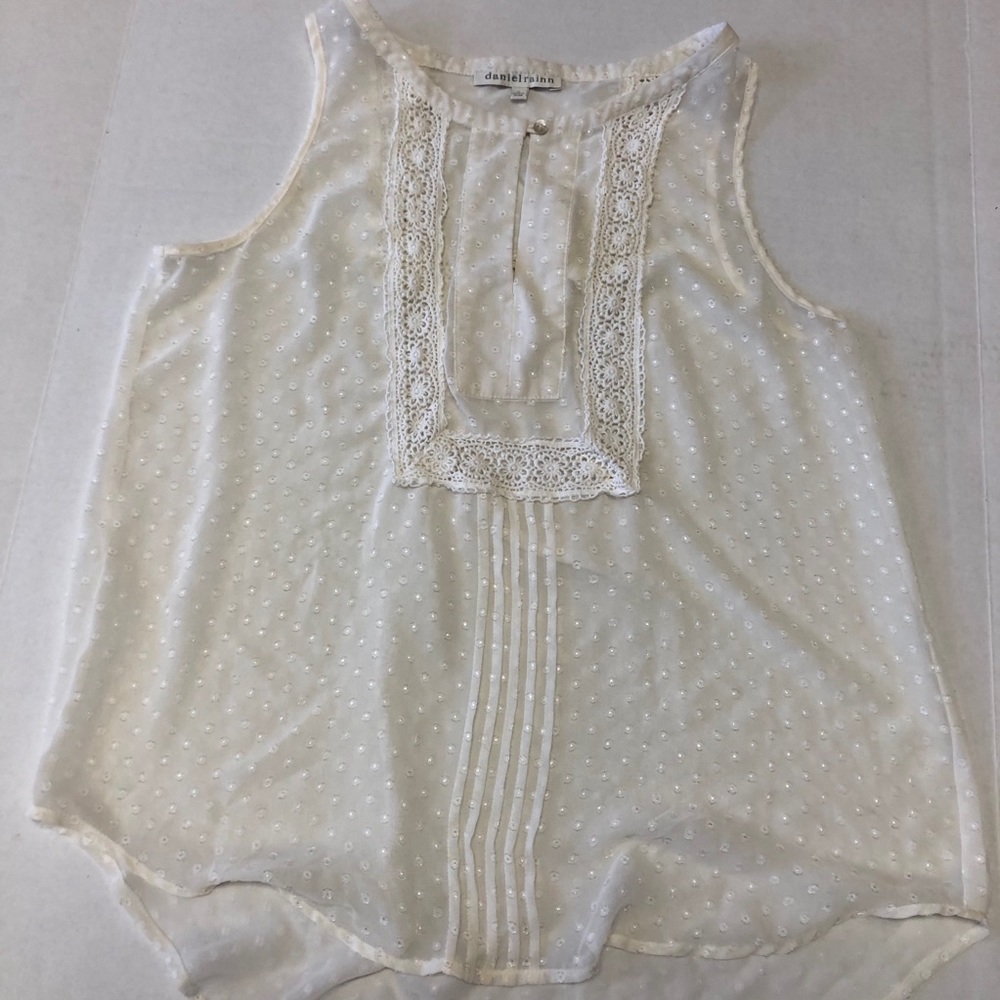 Daniel Rainn Ivory Sleeveless Blouse  with Crochet
